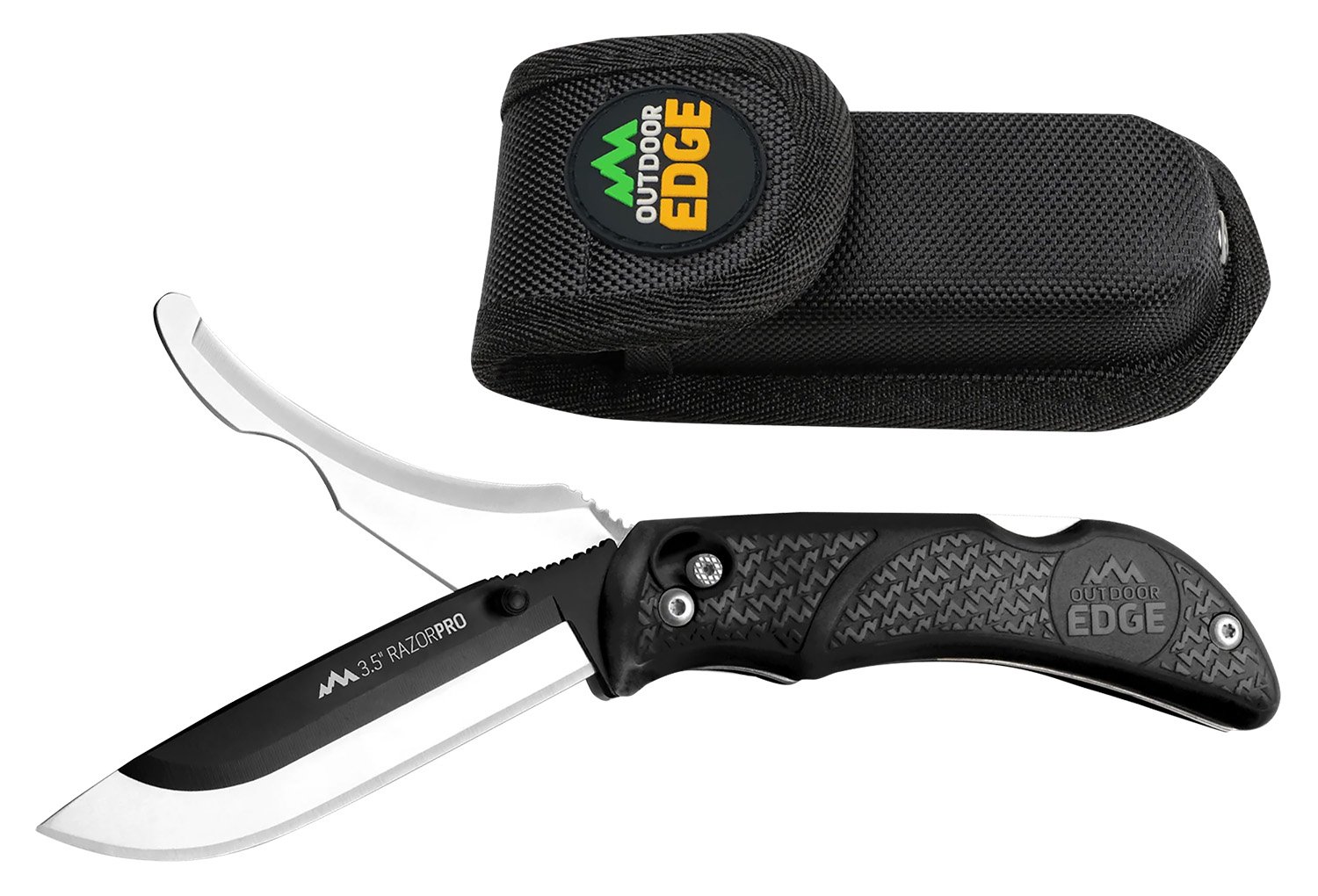 Outdoor Edge RO10C RazorPro 3.5" Folding Knife, Black TPR Handle, 420J2 SS