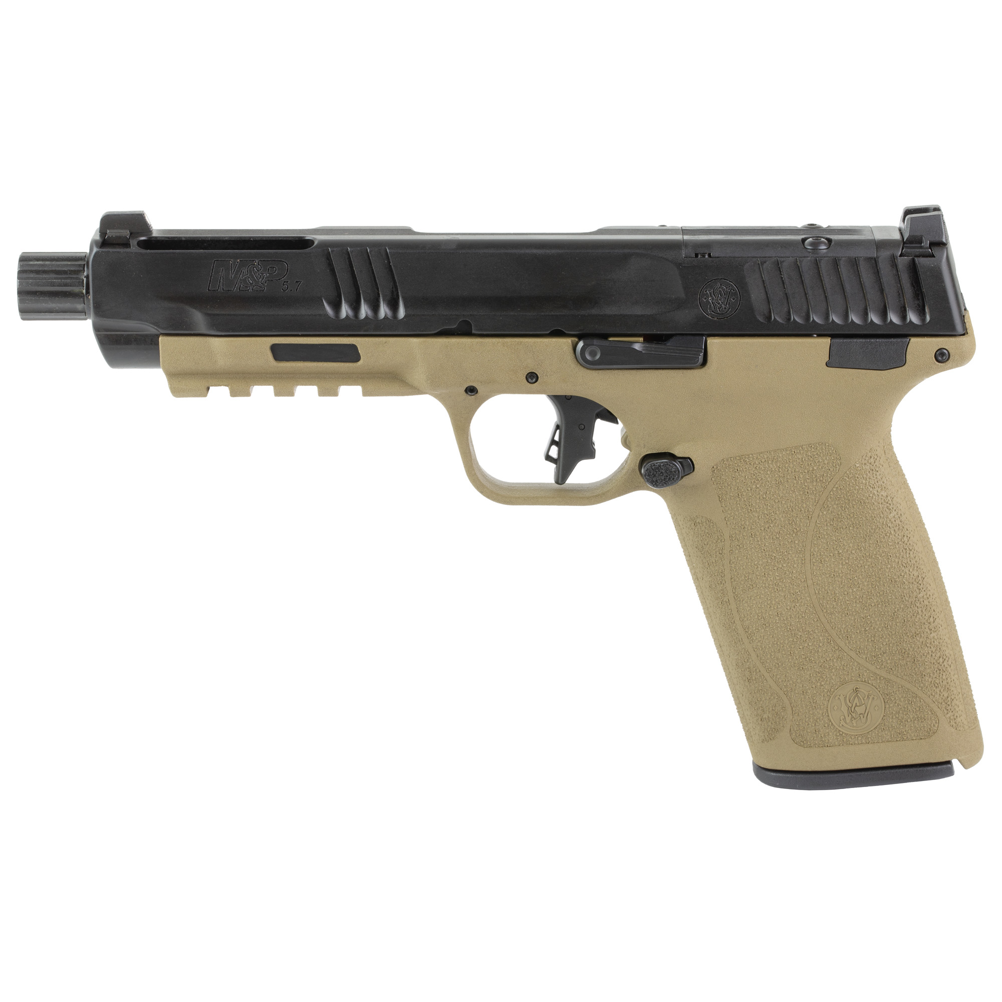 S&W M&P 5.7 Two-Tone OR FDE NTS Carry On Bundle 5.7x28 22rd Magazines(6) 5 Barrel Savior Specialist Bag