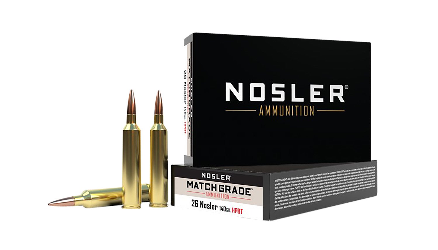 Nosler 51288 Match Grade Target 26 Nosler 140 gr Custom Competition Hollow Point Boat-Tail (CCHPBT) 20 Per Box/ 10 Cs - Nosler - CUSTOM COMPETITION HOLLOW POINT BOAT TAIL