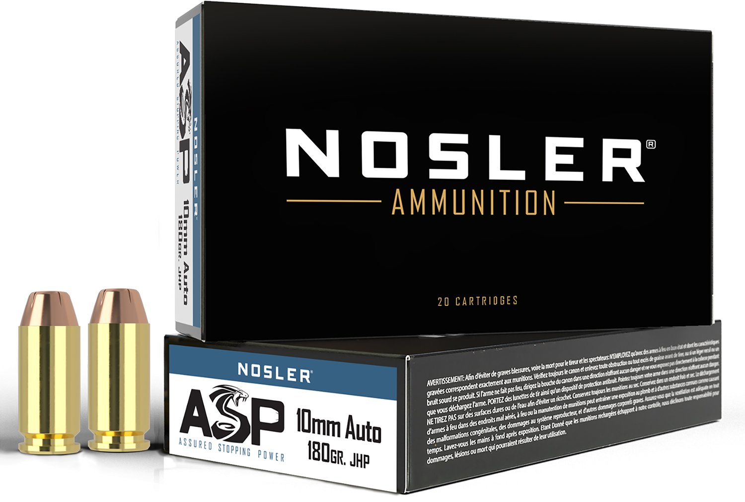 Nosler 51412 10mm Auto 180gr Jacketed Hollow Point 50 Rounds Per Box - Nosler - JACKETED HOLLOW POINT