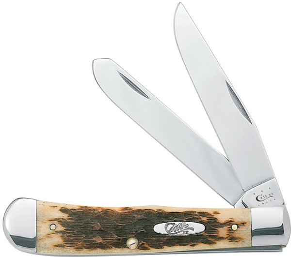 Case Cutlery Trapper 2BLD 4 1/8" Amber Bone Knife - Case Cutlery - CLIP POINT/SPEY
