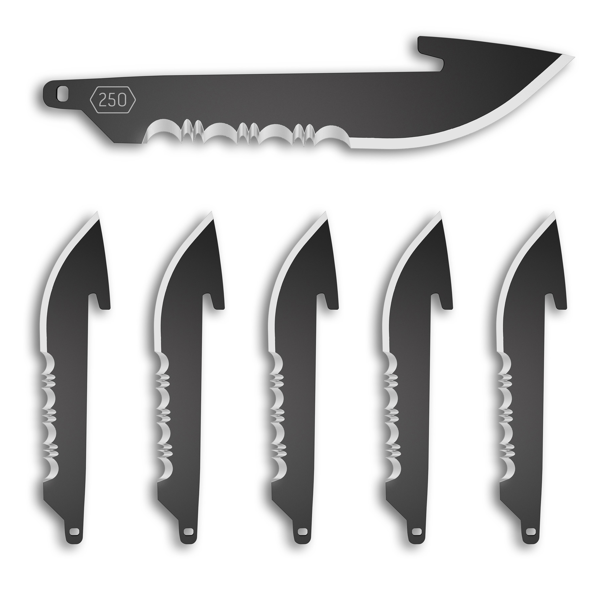 Outdoor EDGE 2.5" DROP POINT W/SERRATIONS BLACK BLADE 6-PK - Outdoor Edge