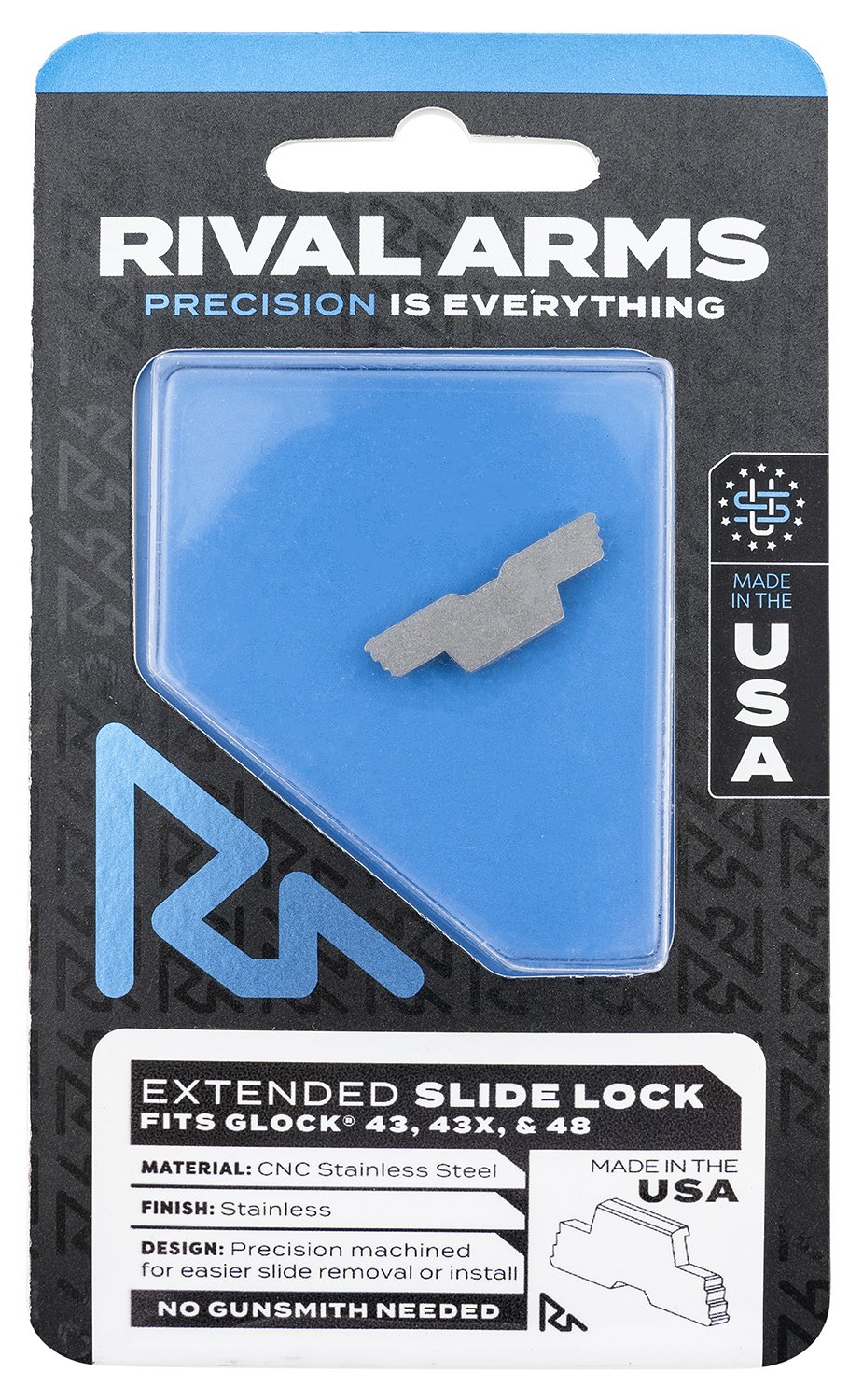 Rival Arms RARA80G003D Slide Lock Extended Polished Stainless for Glock...