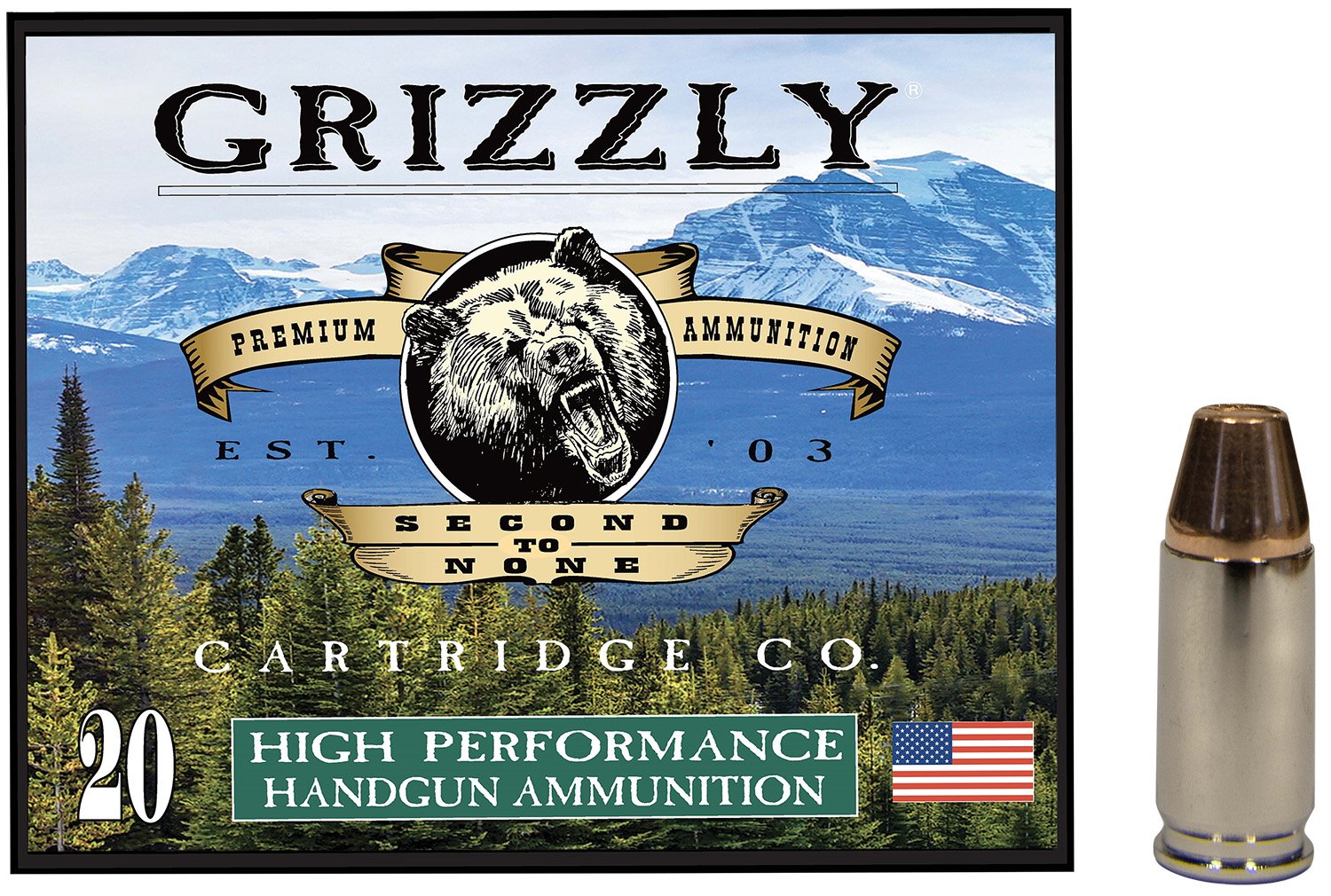 Grizzly Ammo GC9M+P1 9mm+P 124gr Full Metal Jacket Flat Point 20 Per B... - GRIZZLY - 9mm Luger (9x19 Parabellum)