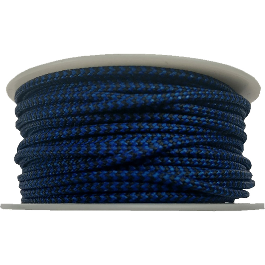Stiff Braided Polyester D-Loop Material - Blue/Black 1m