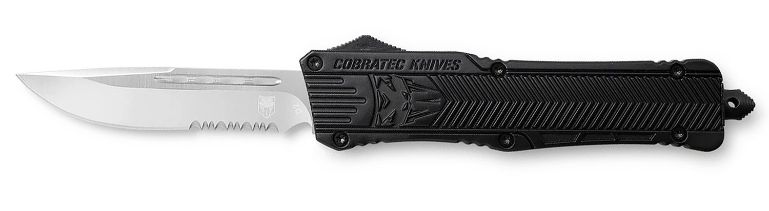 CobraTec LBCTK-1LDNS 3.9" Drop Point Serrated OTF Knife D2 Steel - CobraTec Knives - DROP POINT