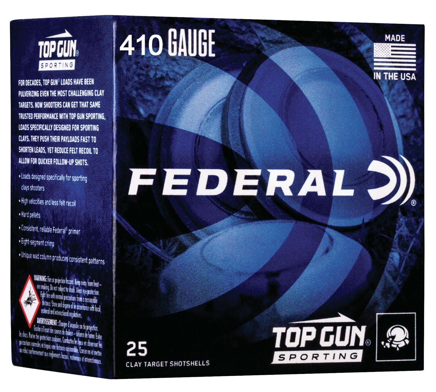 Federal TGS412149 Top Gun 410 Gauge 2.5" 1/2oz 9 Shot 25/Box - Federal Premium Ammunition - LEAD