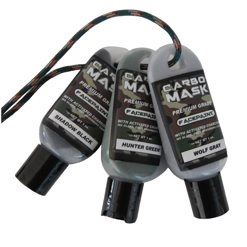 Carbo Mask 310123 Facepaint Black/Green/Grey 1oz 3pk Water-Based