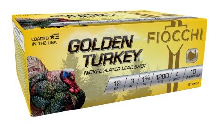 Fiocchi 123TRKC4 Golden Turkey 12G 3" #4 Nickel 1-3/4 oz 10 Rounds - Fiocchi - 12 GAUGE