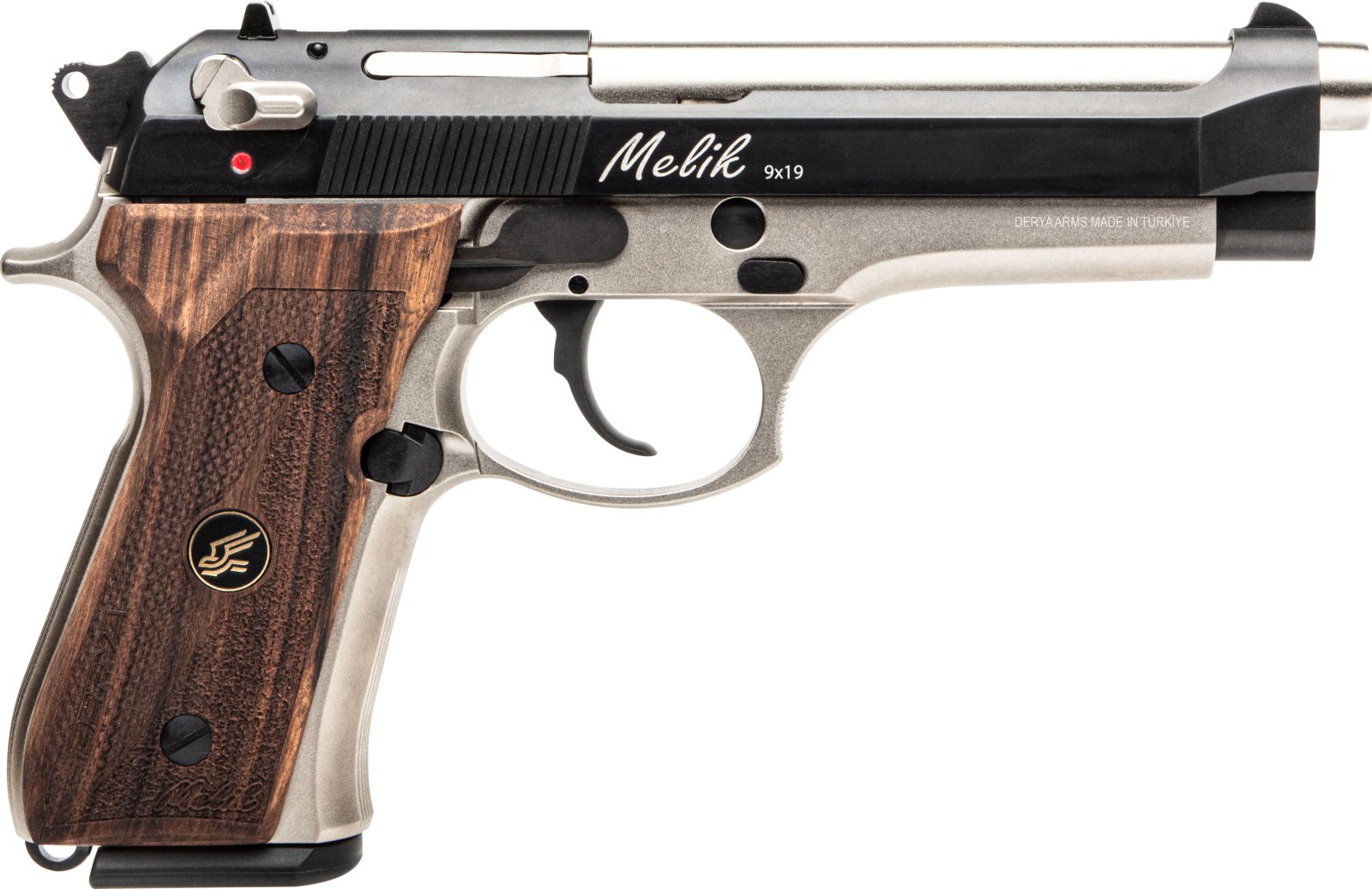 Derya 15LTTMELIK9TR Melik 9mm 15+1 4.90" Two-Tone Pistol Dark Walnut Grip