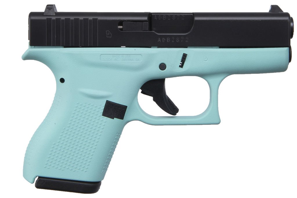Glock ACG-00834 Pistol 42 .380 6+1 Cerakote Black/Robins Egg Blue - Glock - 380