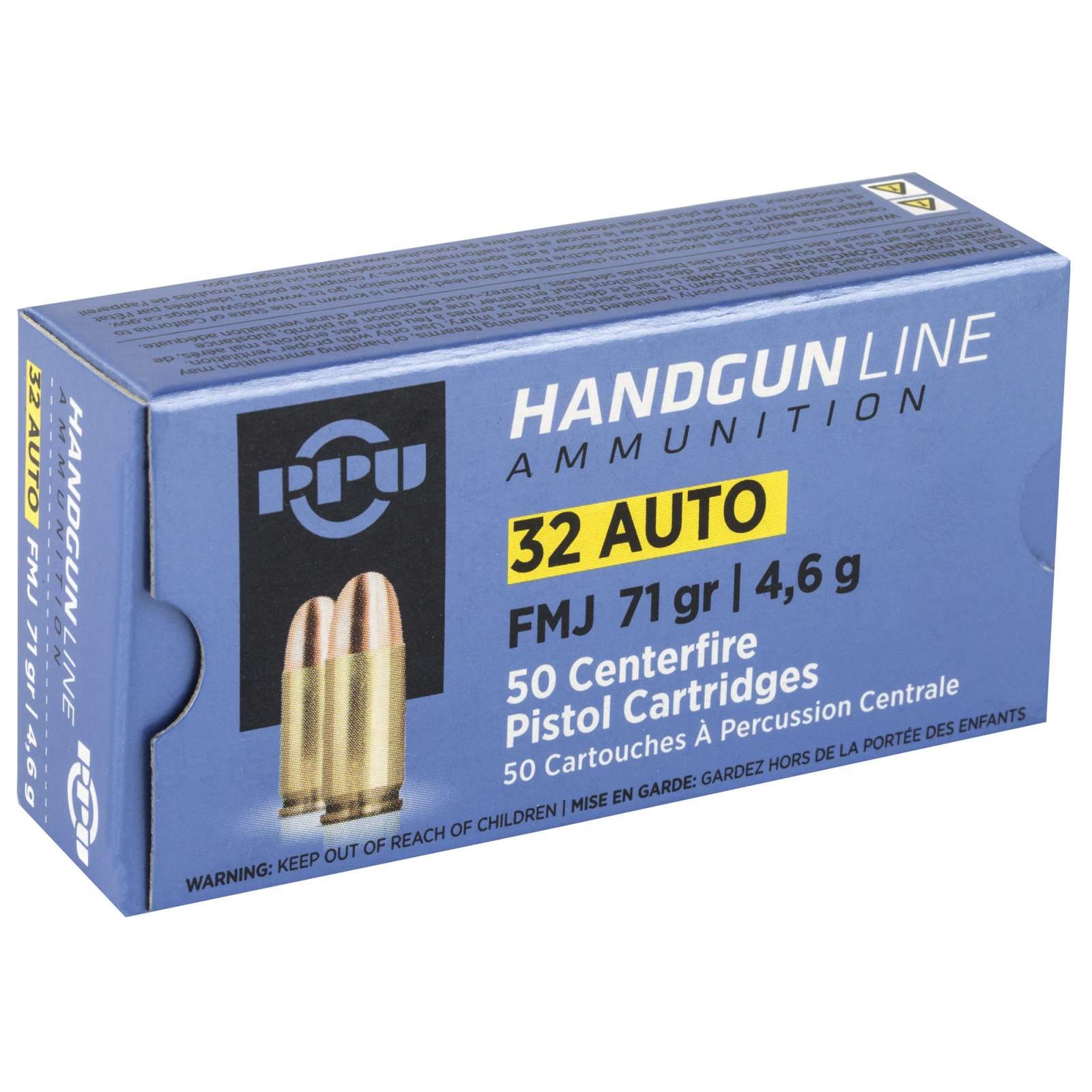 PPU PPH32AF .32 ACP 71gr FMJ Brass Ammo 50 Rounds - Prvi Partizan