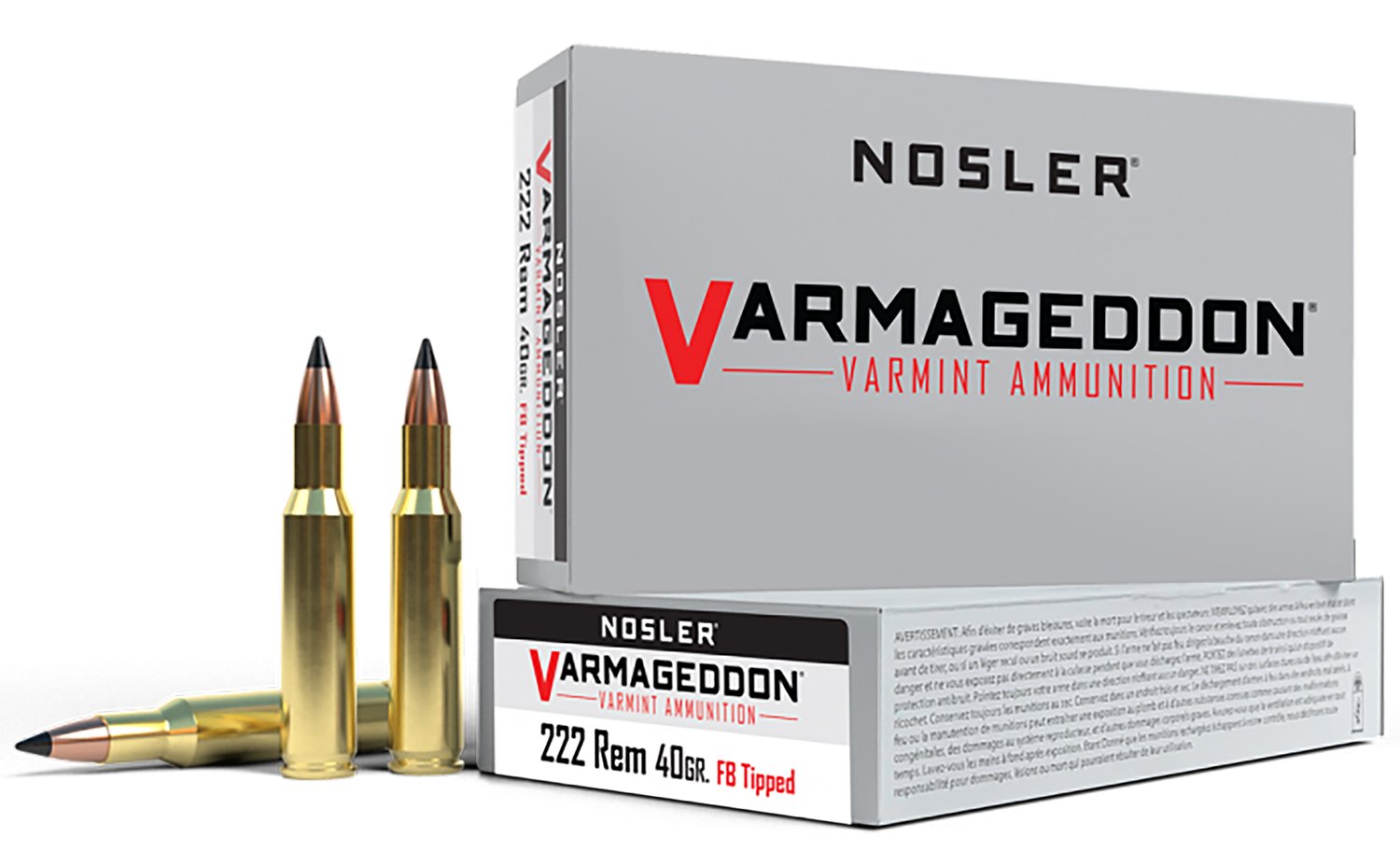 Nosler Varmageddon 65135 222 Rem 40 Grain Tipped Flat Base 20 Rounds - Nosler - FLAT BASE TIPPED