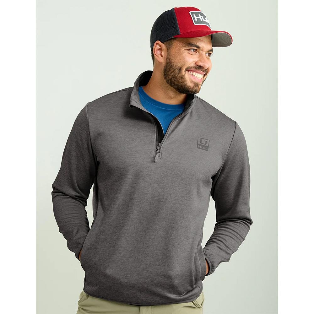 Huk H1300098-015-XXL Coldfront 1/4 Zip Shirt Volcanic Ash Heather 2XL