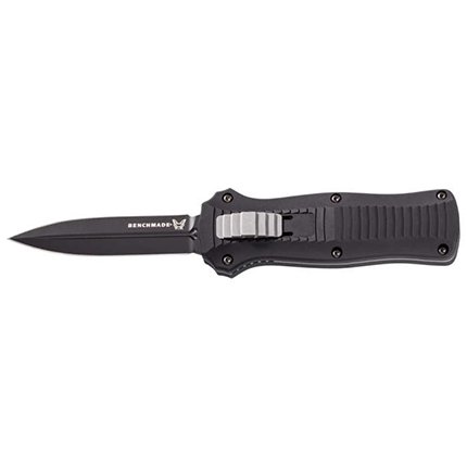 Benchmade 3350BK Mini-Infidel Auto Knife: D2 Tool Steel, Double-Edged Spear Point, OTF Deployment, Anodized Aluminum Handle