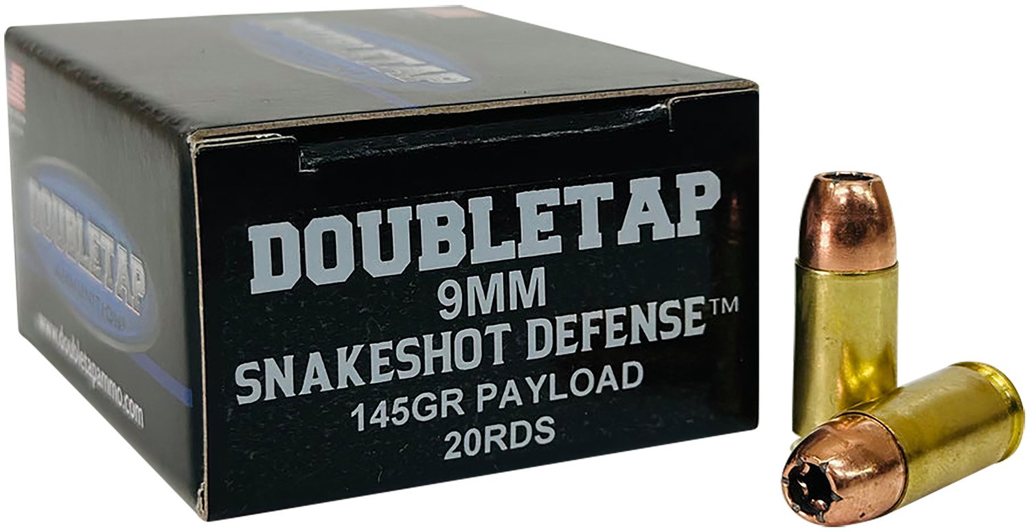 DoubleTap 9MMSS20 Snake Shot 9mm Ammo 20/Box 50/Case Brass - DTAP - 9mm Luger
