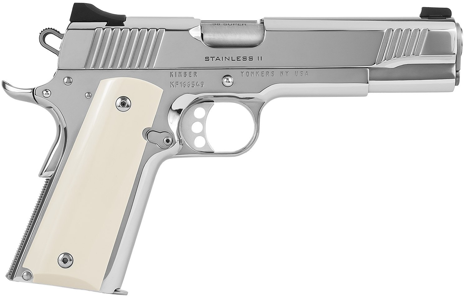 Kimber Stainless II 38 Super 5" Barrel High Polished 1911 - 9 Round Ivory Grip