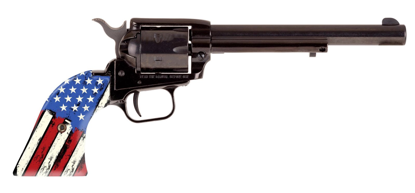 Heritage Rough Rider 22LR 6.5" Blue Revolver with Distressed US Flag Grips - 6 Rounds