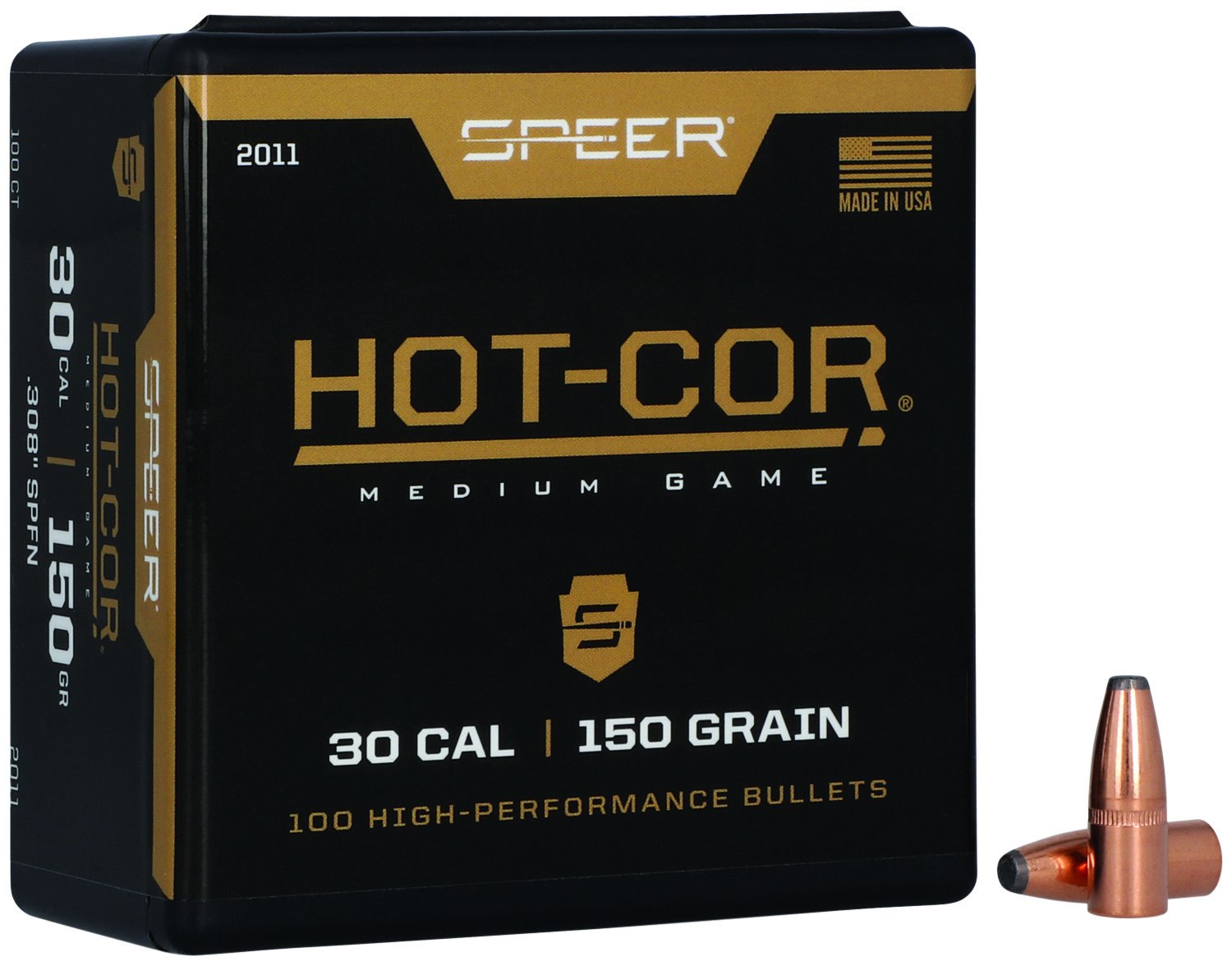 Speer 2011 Hot-Cor 30 Cal .308 150gr Soft Point Flat Nose 100ct Box - Speer - 30 Caliber
