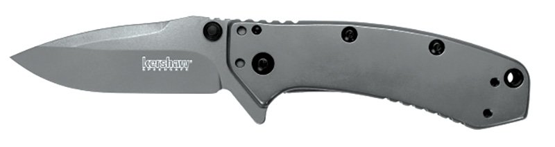 Kershaw Cryo 1555TI: 2.75" Drop Point Folder Knife, Gray, Stainless Steel, Titanium Carbo-Nitride Coating