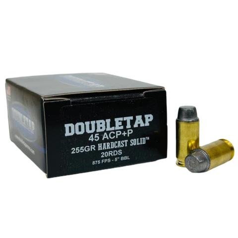Double Tap Hardcast Solid Handgun Ammunition .45 Auto(+P) 255gr SWC 875 fps 20/ct - DoubleTap Ammunition - .45 ACP+P