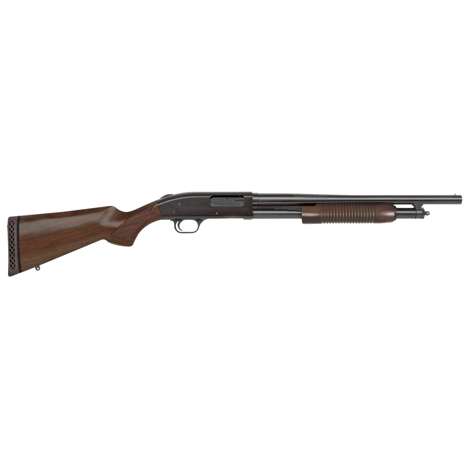 Mossberg 50429 500 Retrograde 12 Gauge 5+1 3" 18.50" Cylinder Bore Barrel, Drilled & Tapped Receiver, Blued Metal Finish, Walnut Stock with Checkered Grip & Corn Cob Forend, Vented Recoil Pad