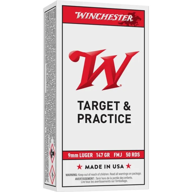 Winchester Ammo USA9MM1 Target 9mm Luger 147 gr Full Metal Jacket Flat Nose (FMJFN) 50 Rounds - Winchester - 9mm Luger for sale at TheGunDock