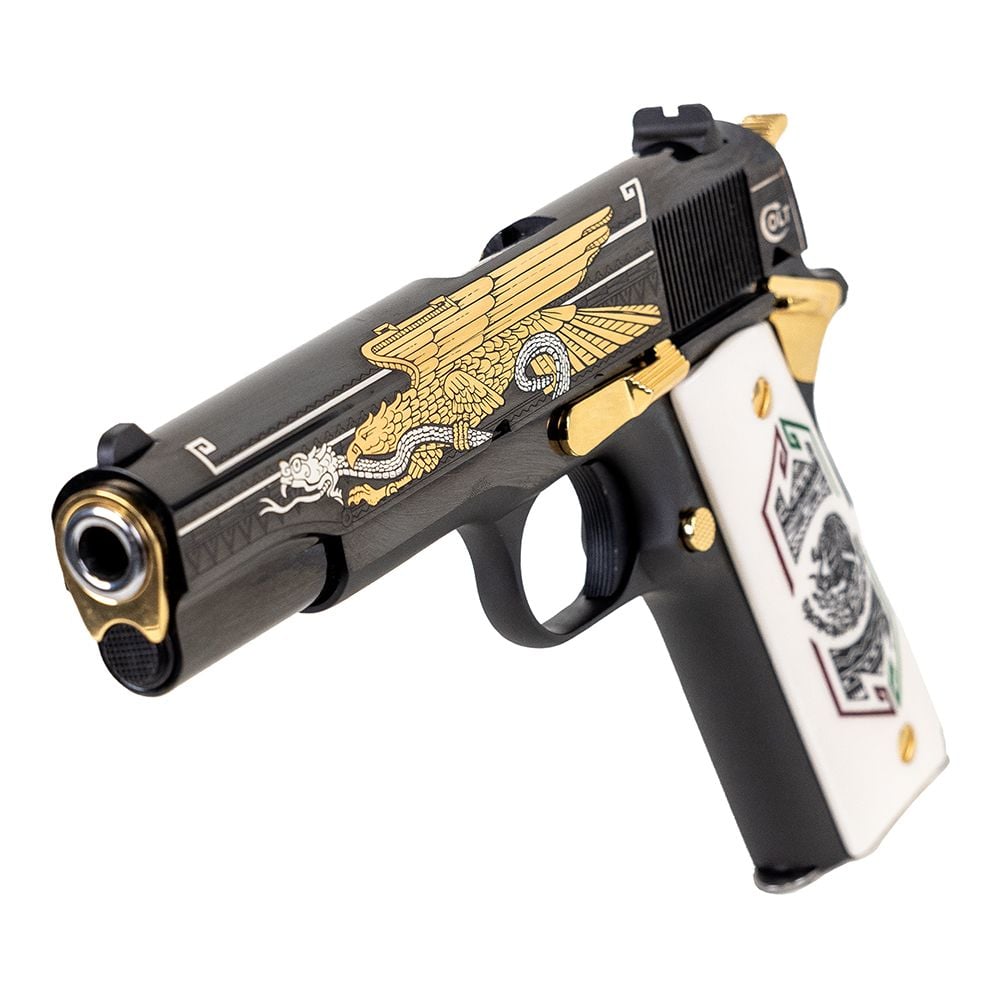 Colt 1911 Bandera De Mexico .38 Super 5" 8+1 Blued Engraved 1 of 500 O1911C-38-BDB - View 3