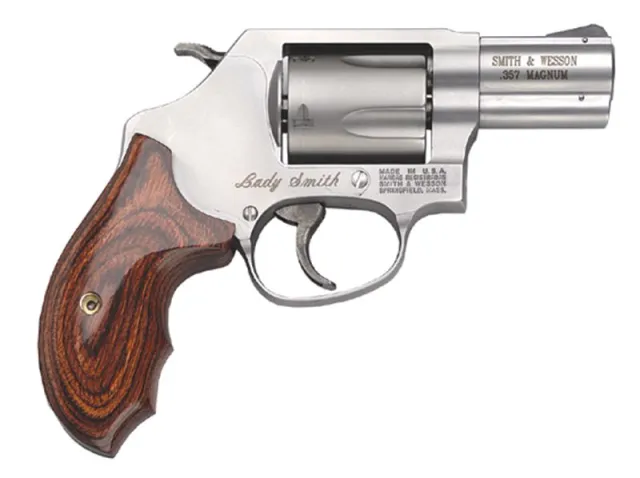 Smith & Wesson 162414 Model 60 Ladysmith 357 Mag or 38 S&W Spl +P Stainless Steel 2.12" Barrel & 5rd Cylinder, Satin Stainless Steel J-Frame, Ergonomic Wood Grip For Smaller Hands - Smith & Wesson - 357 Magnum | 38 Special