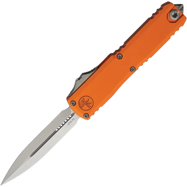Microtech UTX-70 G4 2.5 In D/E Stonewash Orange ALU Handle