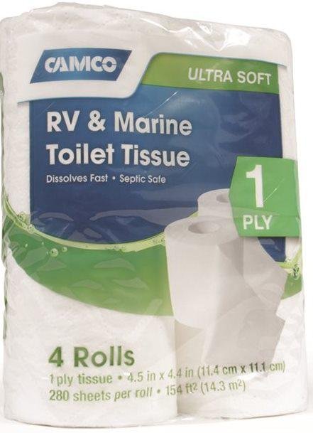 Buy Camco 40276 RV Marine Toilet Tissue 4 Rolls 280 Sheets 1-Ply online