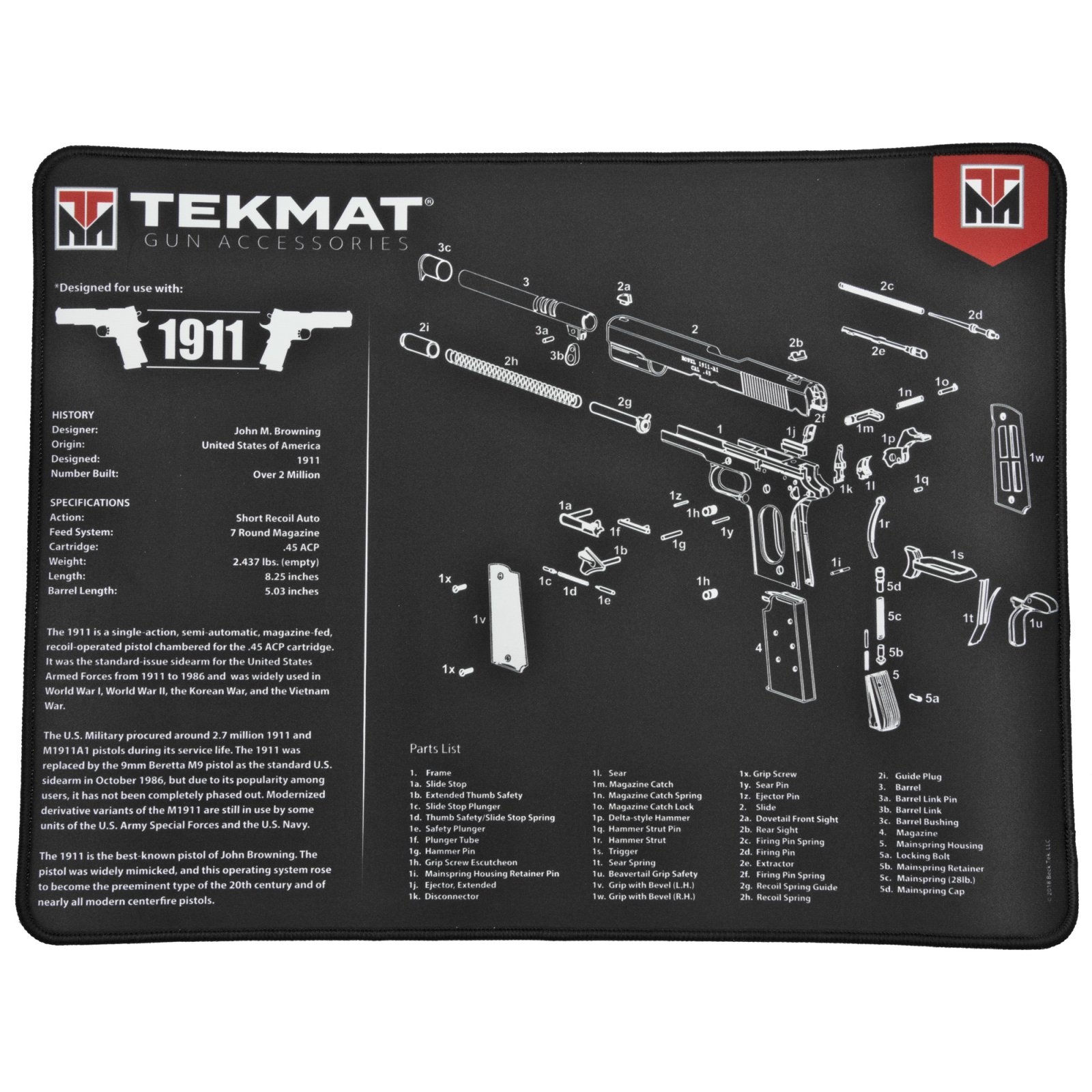 TekMat TEK-R20-1911 Cleaning Mat 15x20" Gun Cleaning Supplies