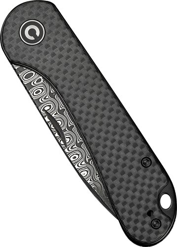 CIVIVI KNIFE ELEMENTUM SLIP JOINT 2.9" CRBN FBR/DAMASCUS