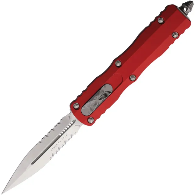 Microtech Dirac 225-11RD 2.92 In D/E Stonewash Red ALU Hndl Part Serrate