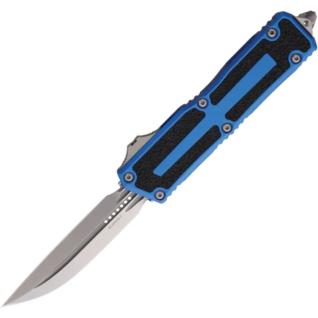 Microtech Scarab II G3 3.97 In D/E-S Stonewash Blue Alu Handle