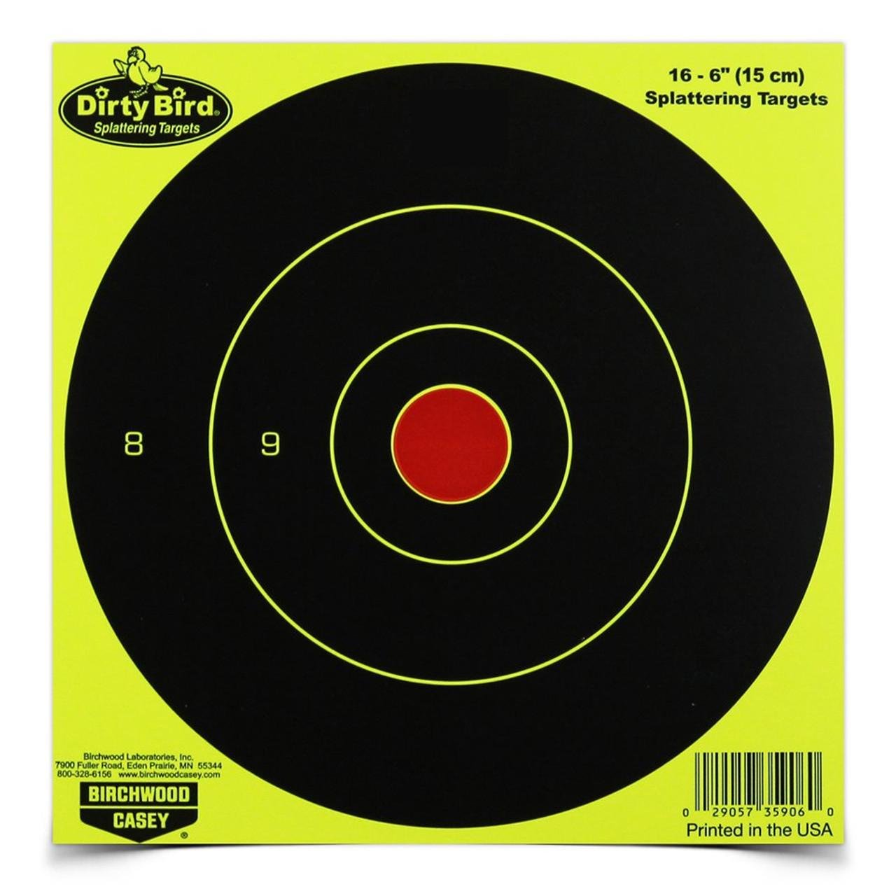 Birchwood Casey Dirty Bird "Yellow Round" Paper Target - 6" Bulls-eye - 100 pack