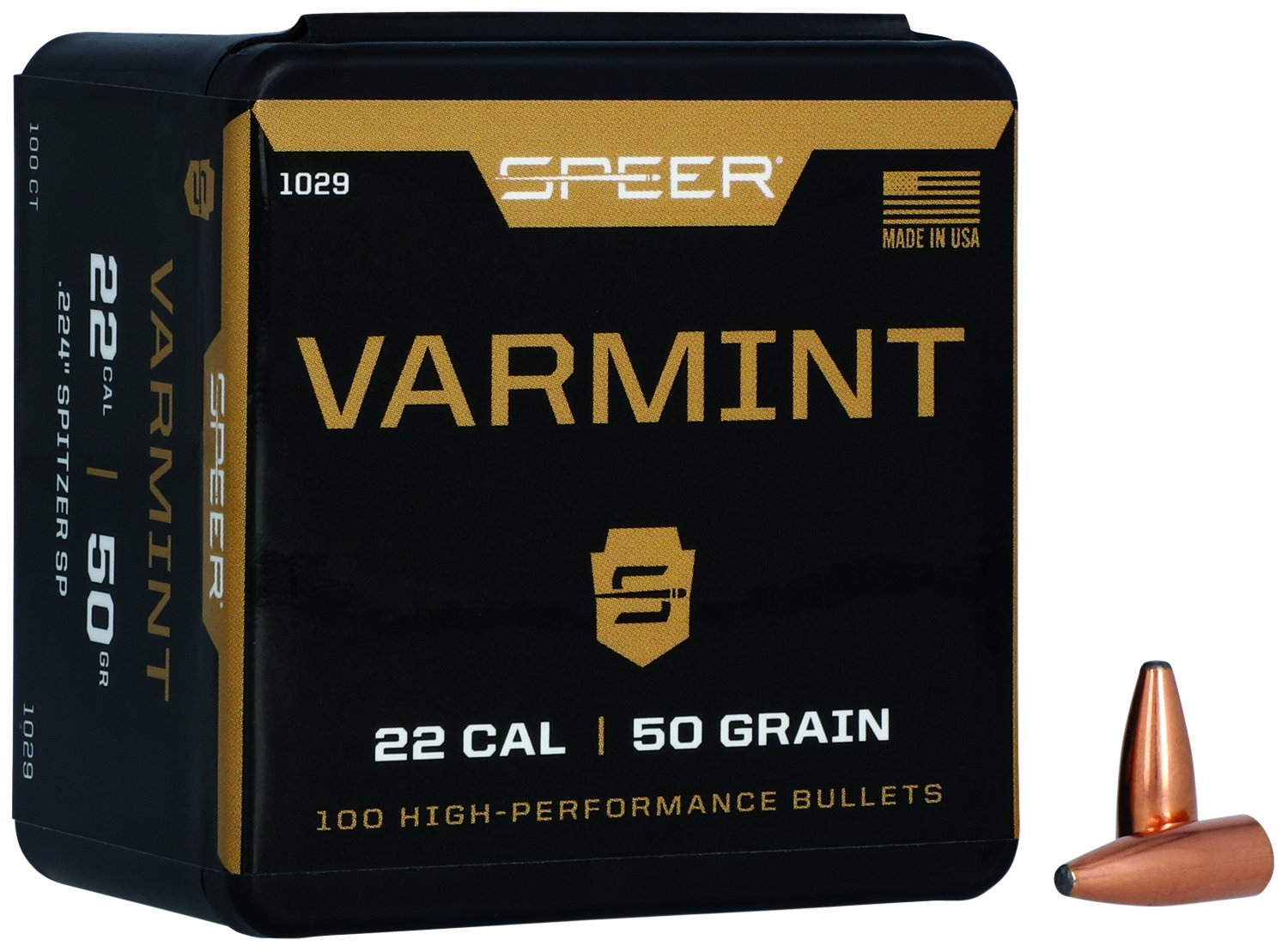 Speer 1029 Varmint 22 Cal .224 50 gr Jacketed Soft Point (JSP)