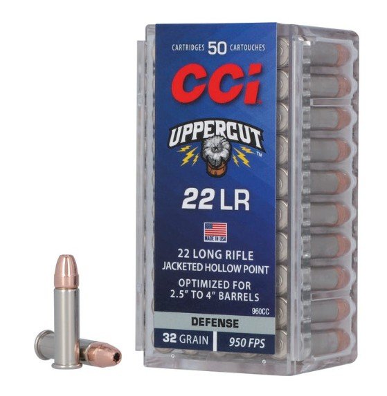 CCI Uppercut Defense 22LR 32gr Jacketed Hollow Point 50 Rounds