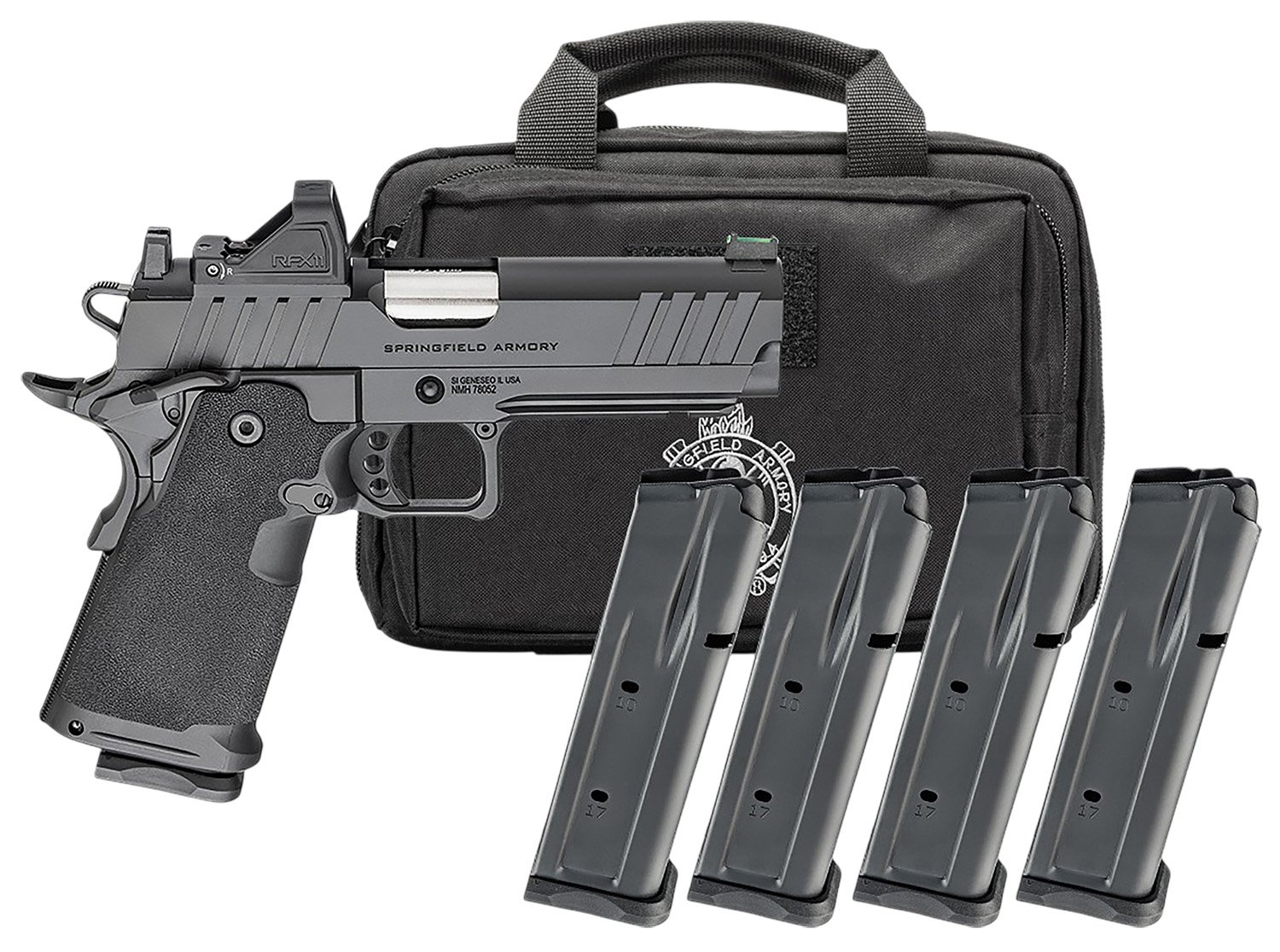 Springfield Armory Gear Pac 1911 DS Prodigy Handgun 9mm Luger 10rd Magazines (4) 4.25 Barrel U-Notch Sights Viridian Green Dot Bag - Springfield Armory - 9mm Luger (9x19 Parabellum)