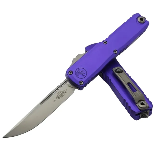 Microtech UTX-70 Gen IV 2.5 In SE Stonewash Purple ALU Handle