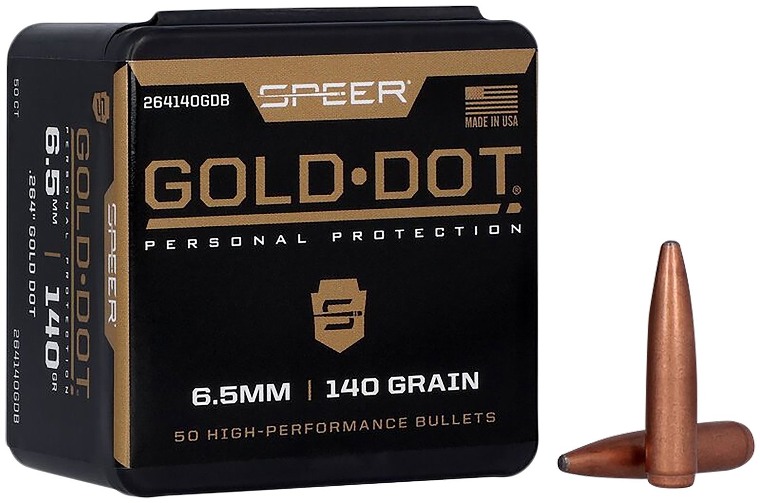 Speer 264140 Gold Dot 6.5mm .264 140GR Soft Point Bullets 50-Box - Speer - 264 Caliber