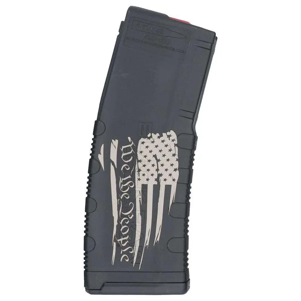 Black Rain Ordnance Lasered AR15 Magazine We The People Tattered Flag 30rd. - Black Rain Ordnance - 5.56 NATO