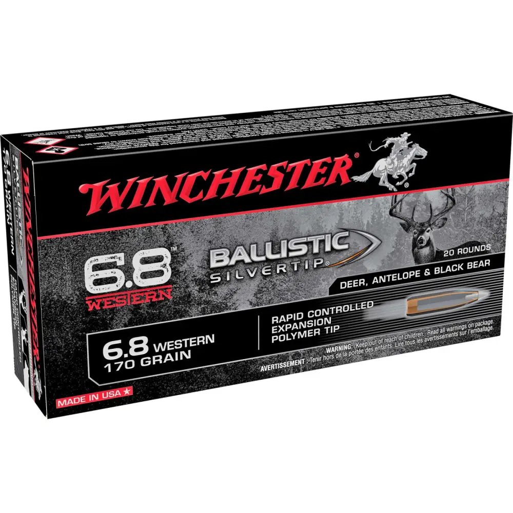 Winchester Ammo SBST68W Ballistic Silvertip 6.8 Western 170 gr Polymer Tip 20 Per Box/ 10 Cs - Winchester - RAPID CONTROLLED EXPANSION POLYMER TIP
