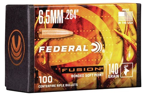 Federal FB264F2 Fusion 6.5 Creedmoor .264 140gr Soft Point Bullets 100ct - Federal Premium Ammunition - 6.5mm