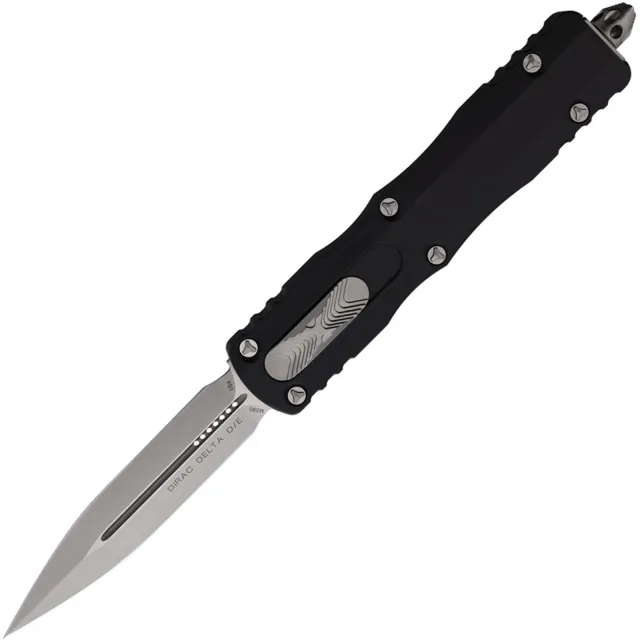 Microtech Dirac Delta 227-10 3.79 In D/E Stonewash BLK ALU Handle