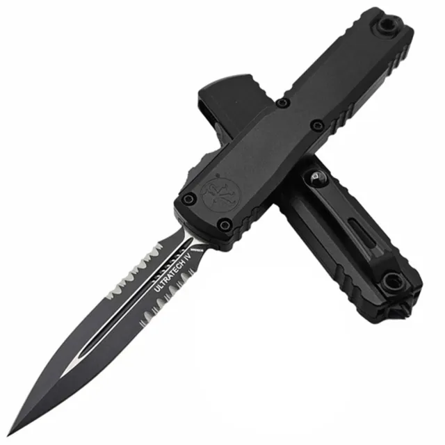 Microtech Ultratech G4 3.55 In D/E Part Serrated Black Alu Handle