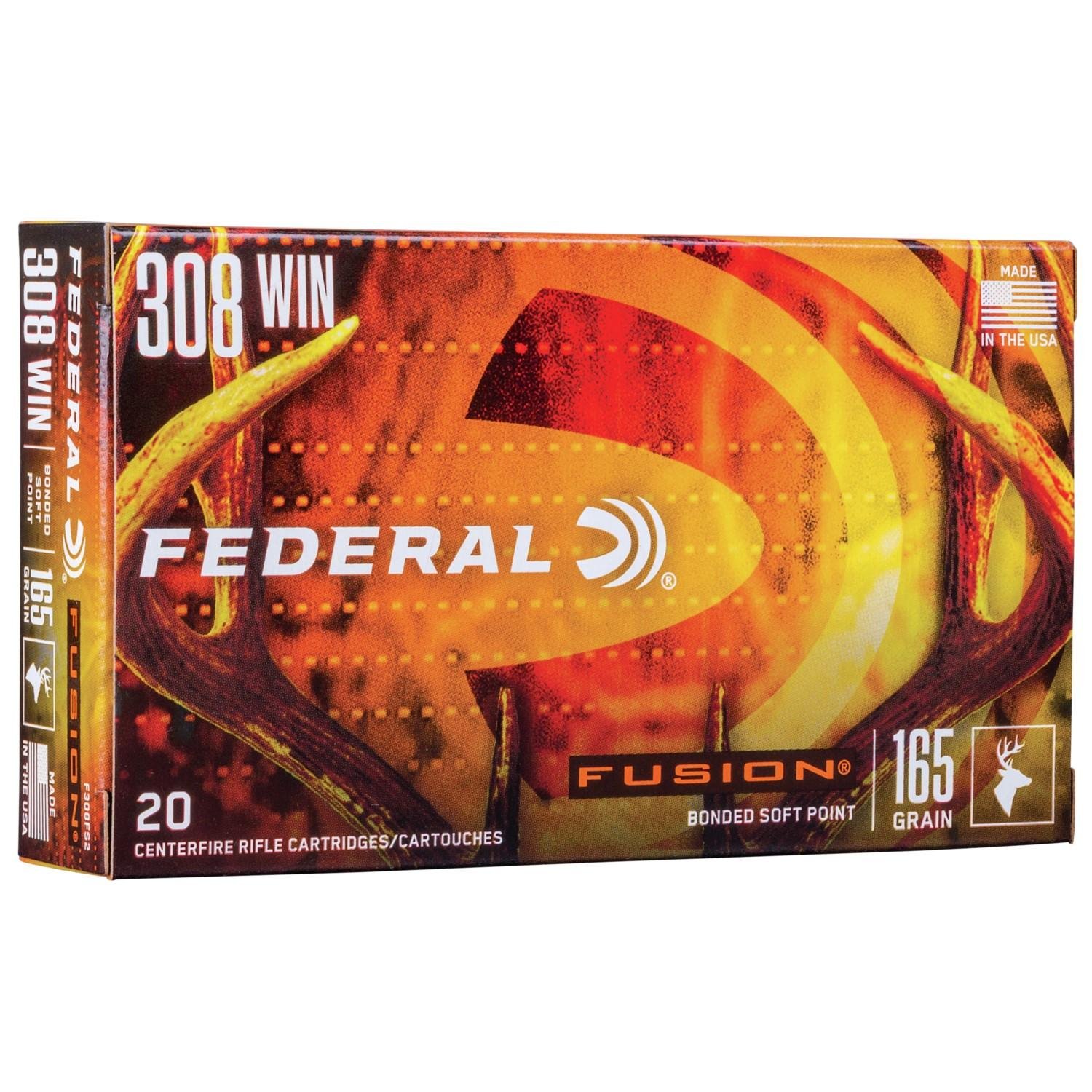 Federal F308FS2 Fusion 308 Win 165 gr Soft Point Ammo 20 Per Box/ 10 Cs - Federal Premium Ammunition - BONDED SOFT POINT