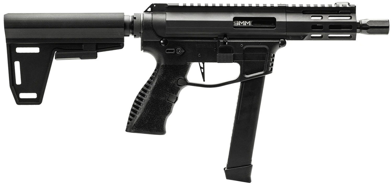 GForce Arms JAWBONE 9MM 5 In Threaded 1/2x28 33+1 Black Paddle Brace - GForce Arms - 9mm