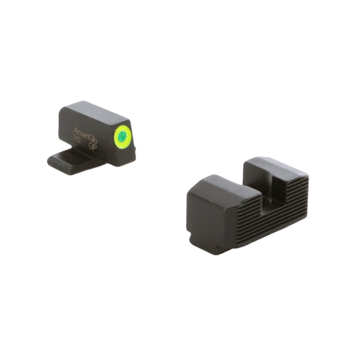 AmeriGlo SA-534 Tritium LumiGreen Front Black Serrated Rear Sights Hellcat OSP - Ameriglo