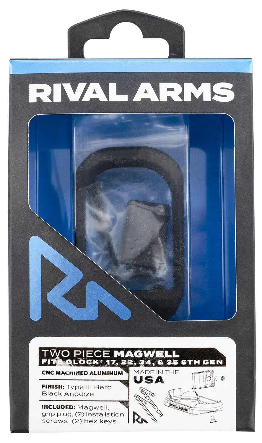 Rival Arms RARA70G121A Black Anodized Aluminum Magwell Gen5 Glock 17/22/34/35 - Rival Arms